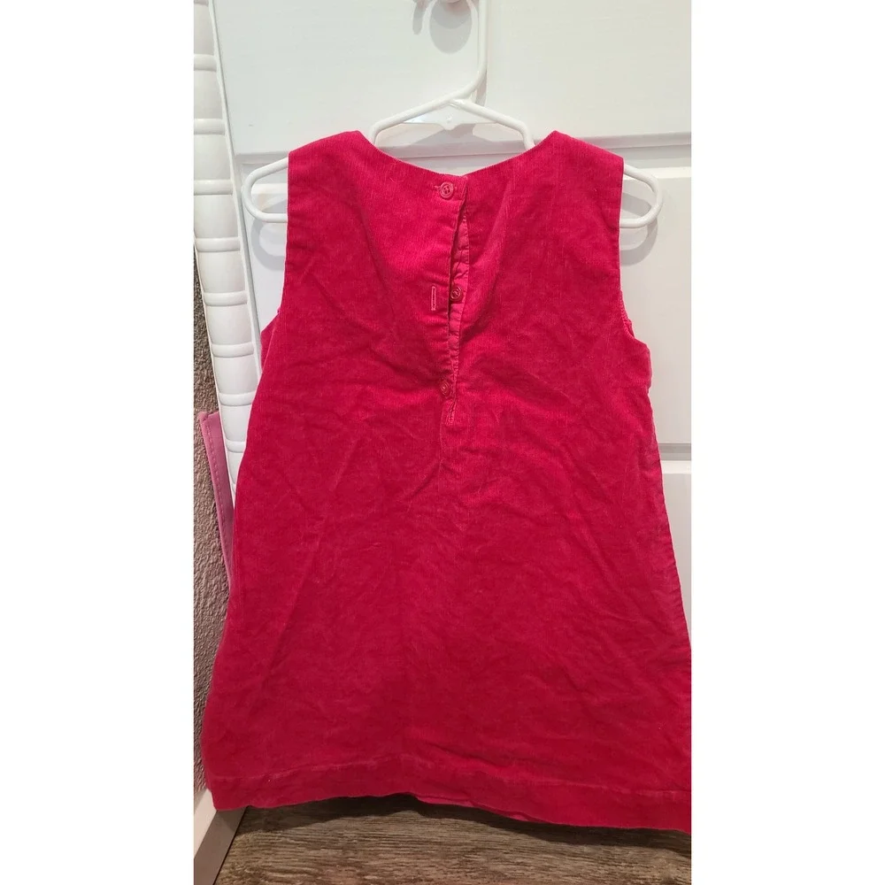 Gymboree Girls 5T Pink Corduroy Jumper Dress Flower Pockets Sleeveless A-Line